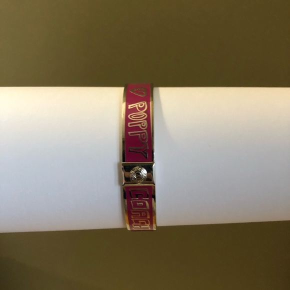 Coach Poppy Limited Edition pink & sliver metal clamp enamel bracelet - Picture 2 of 6